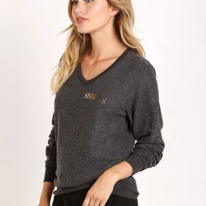 Wildfox Gray Hey Sister V Baggy Beach Jumper